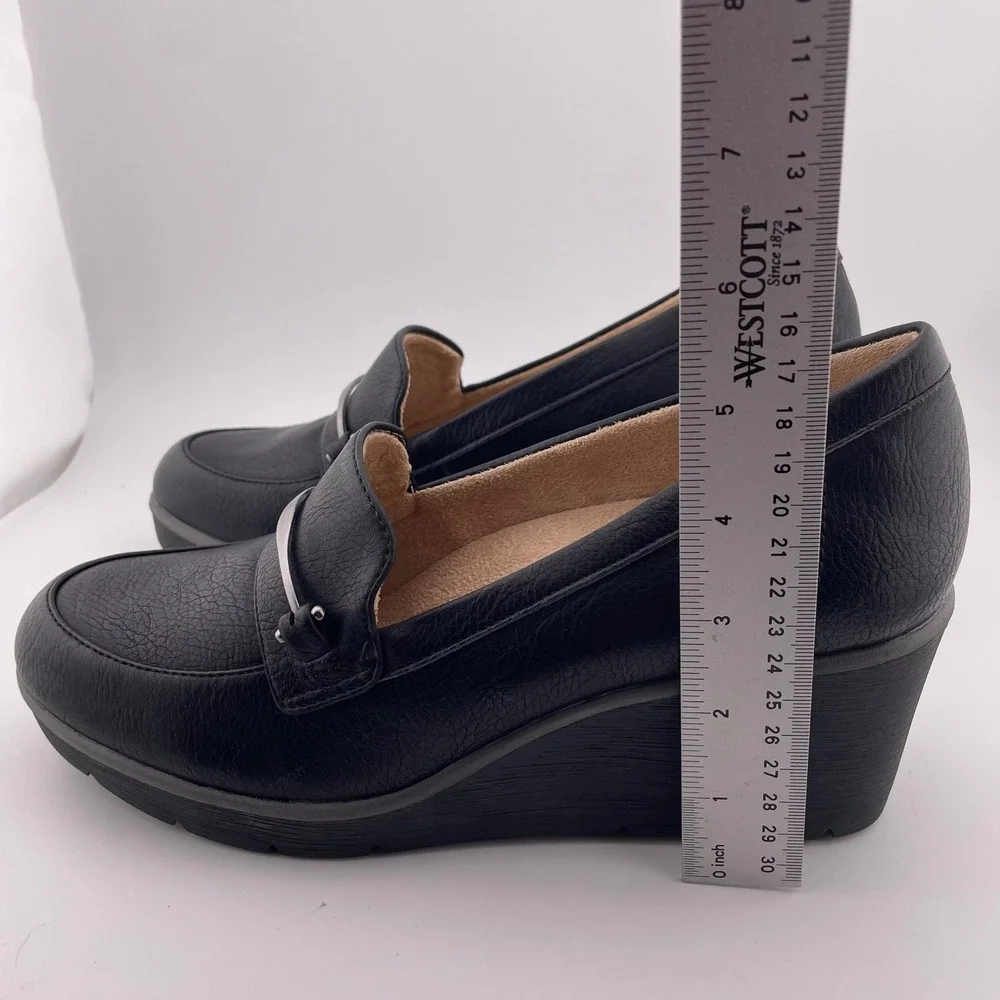 Soul Naturalizer Achieve Black‎ Wedge Loafers Metallic Detail Shoes Womens 9M
